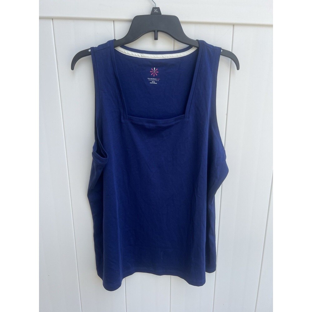 Isaac Mizrahi Live! Essentials Pima Cotton Tank Top Blue XL Square Neck